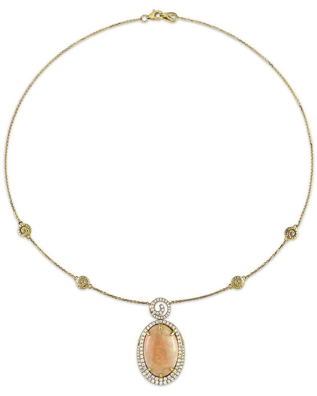 Diamond Select Cuts Metallic 14k 16.95 Ct. Tw. Diamond & Opal Necklace