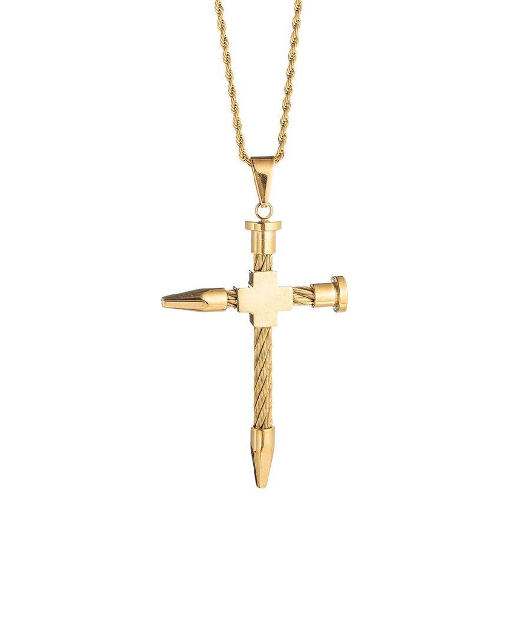 Eye Candy LA Metallic Tail Cross Pendant Drop Necklace