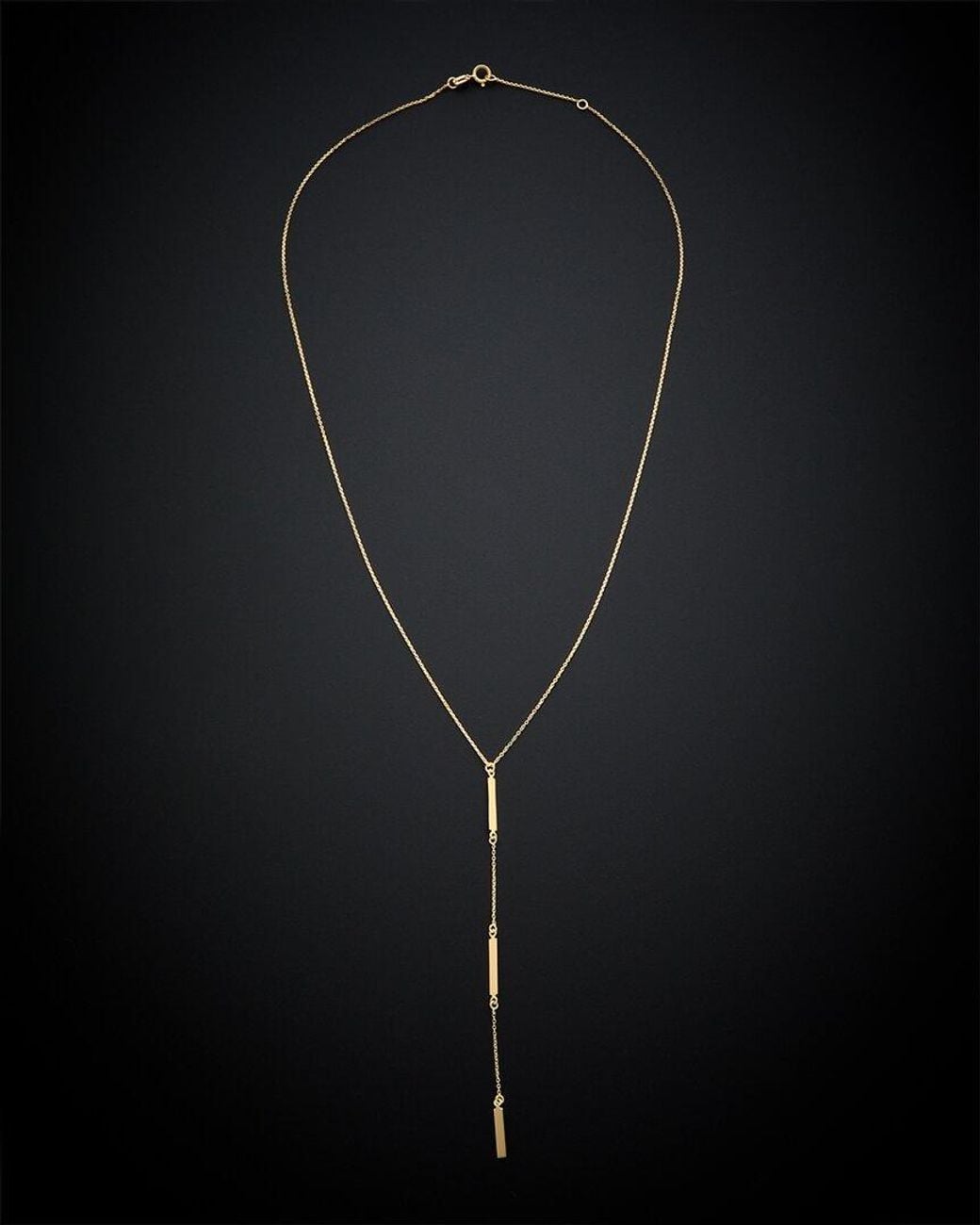 Italian Gold Black 14k Bar Station Drop Necklace