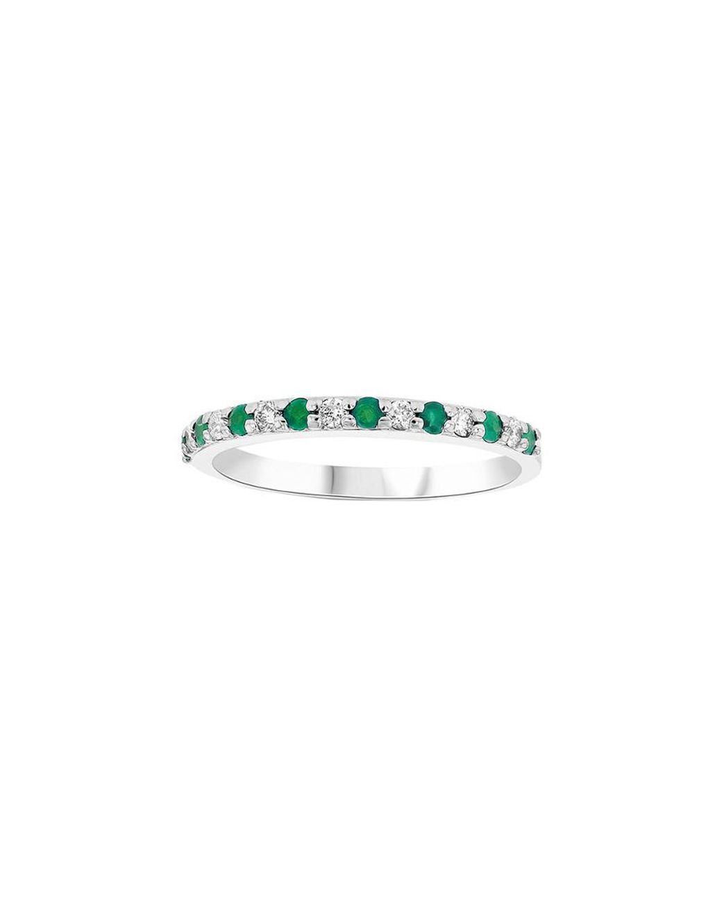Suzy Levian White 14k 0.35 Ct. Tw. Diamond & Emerald Ring