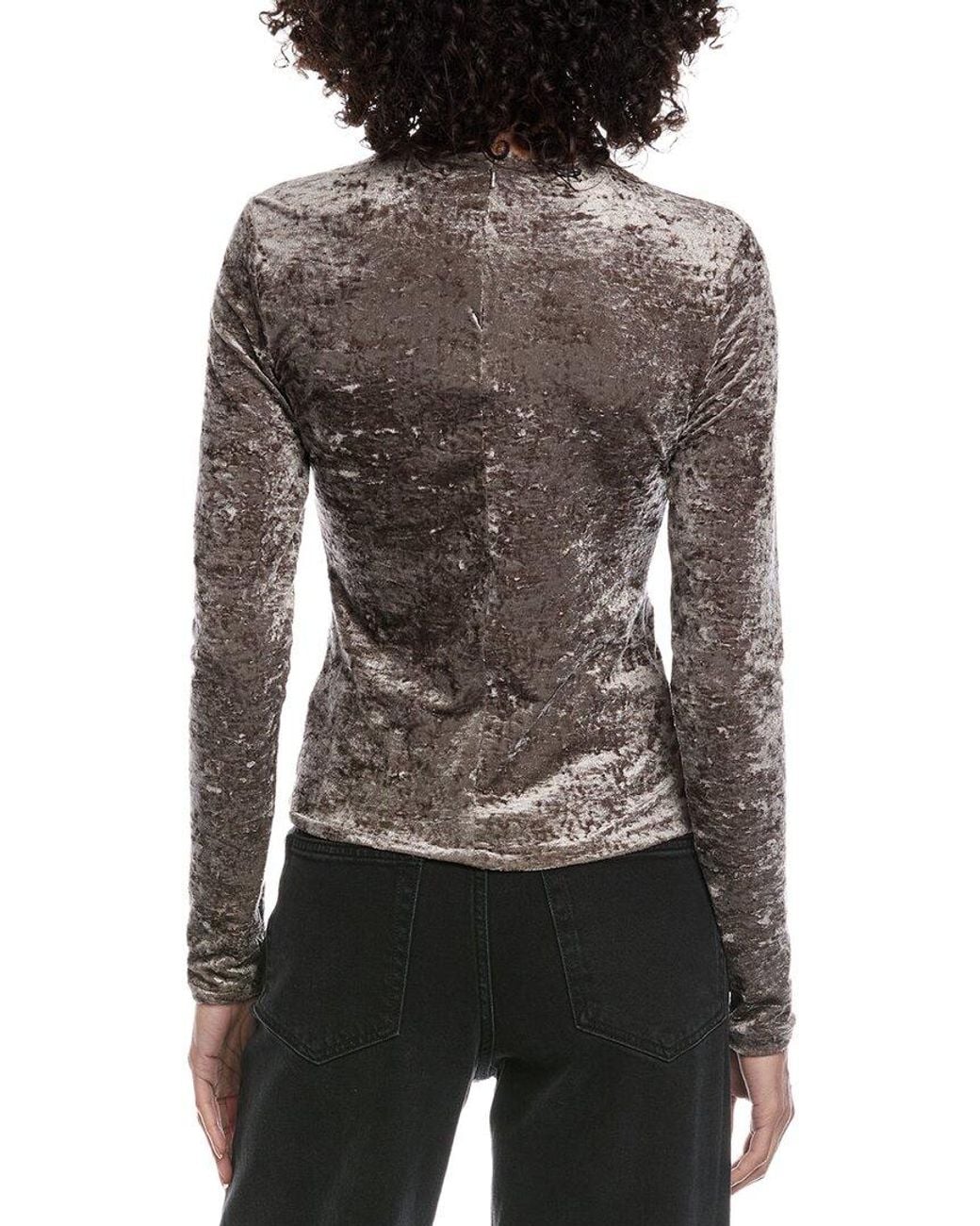 FRAME Gray Crushed Velvet Top