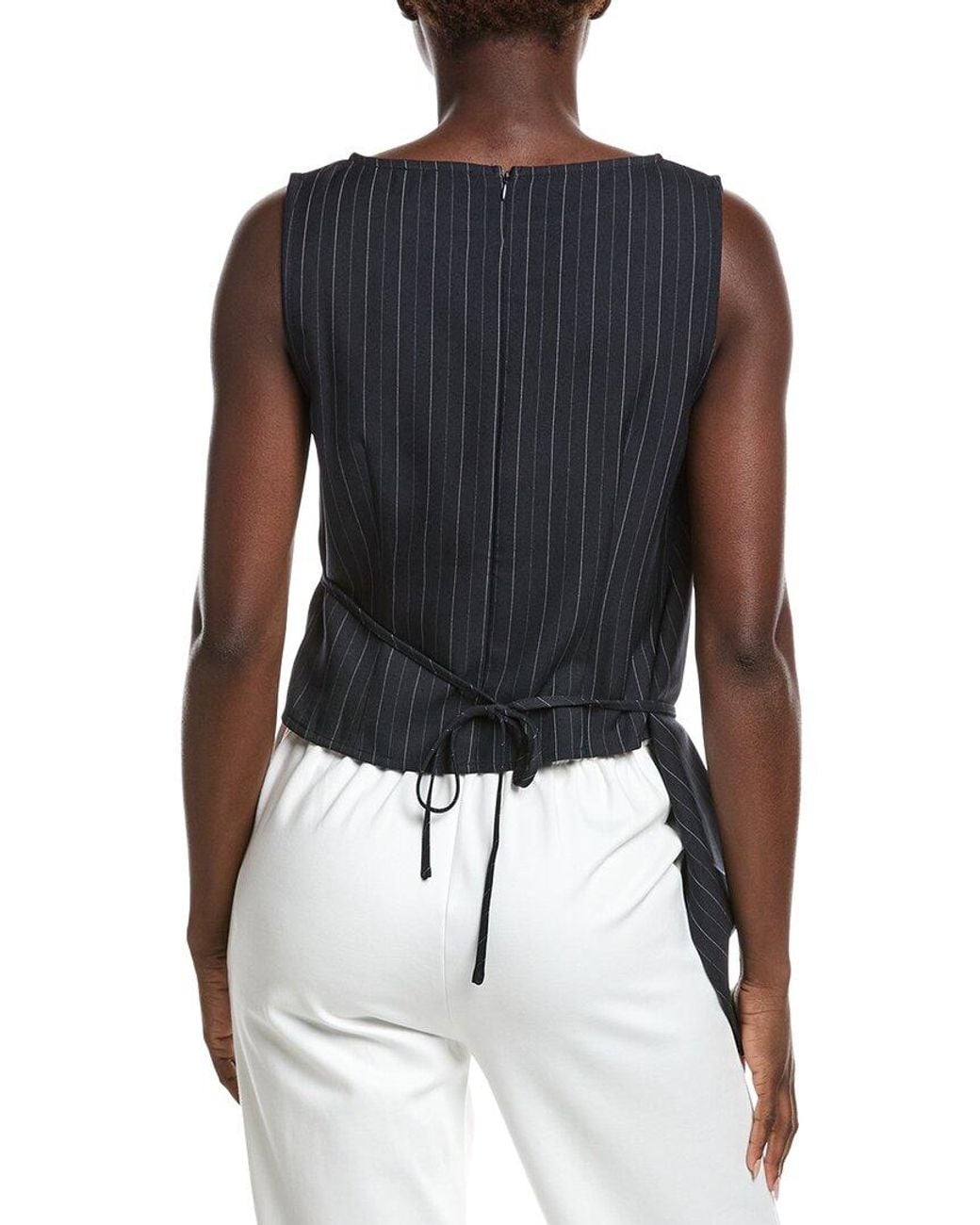 Gracia Black Cross Body Drape Sleeveless Top