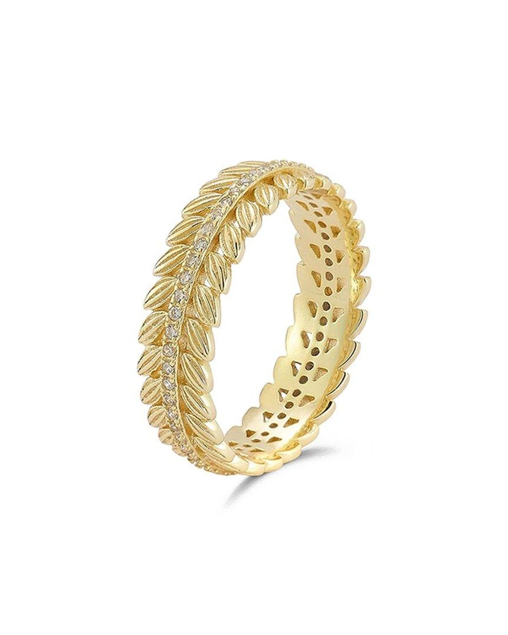 Chloe and Madison White 14K Over Cz Feather Band Ring