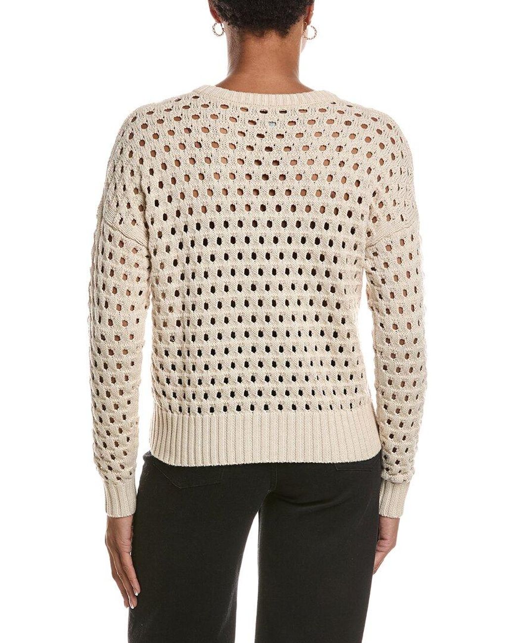 Autumn Cashmere White Mesh Crewneck Sweater