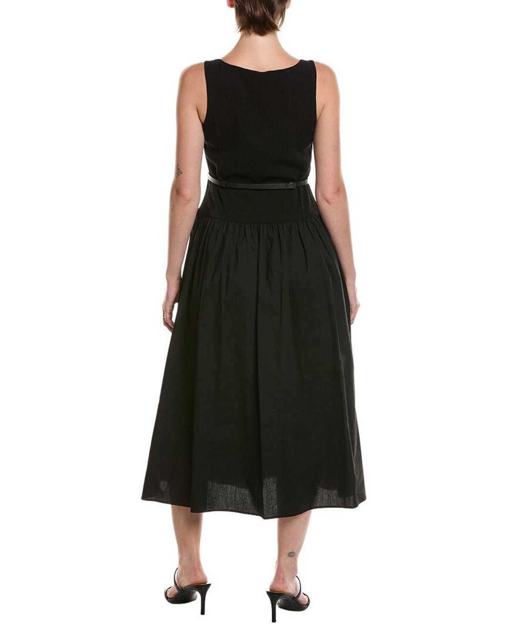 Anne Klein Black Scoop Neck Drop-Waist Maxi Dress