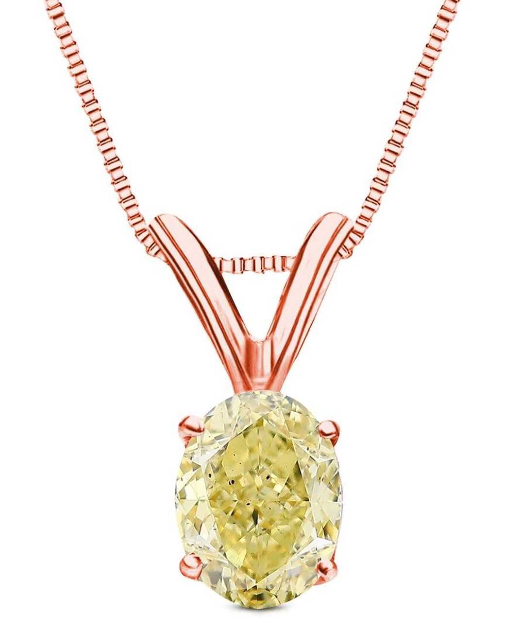 Amairah Metallic 14K Rose 2.00 Ct. Tw. Lab-Grown Diamond Solitaire Pendant Necklace