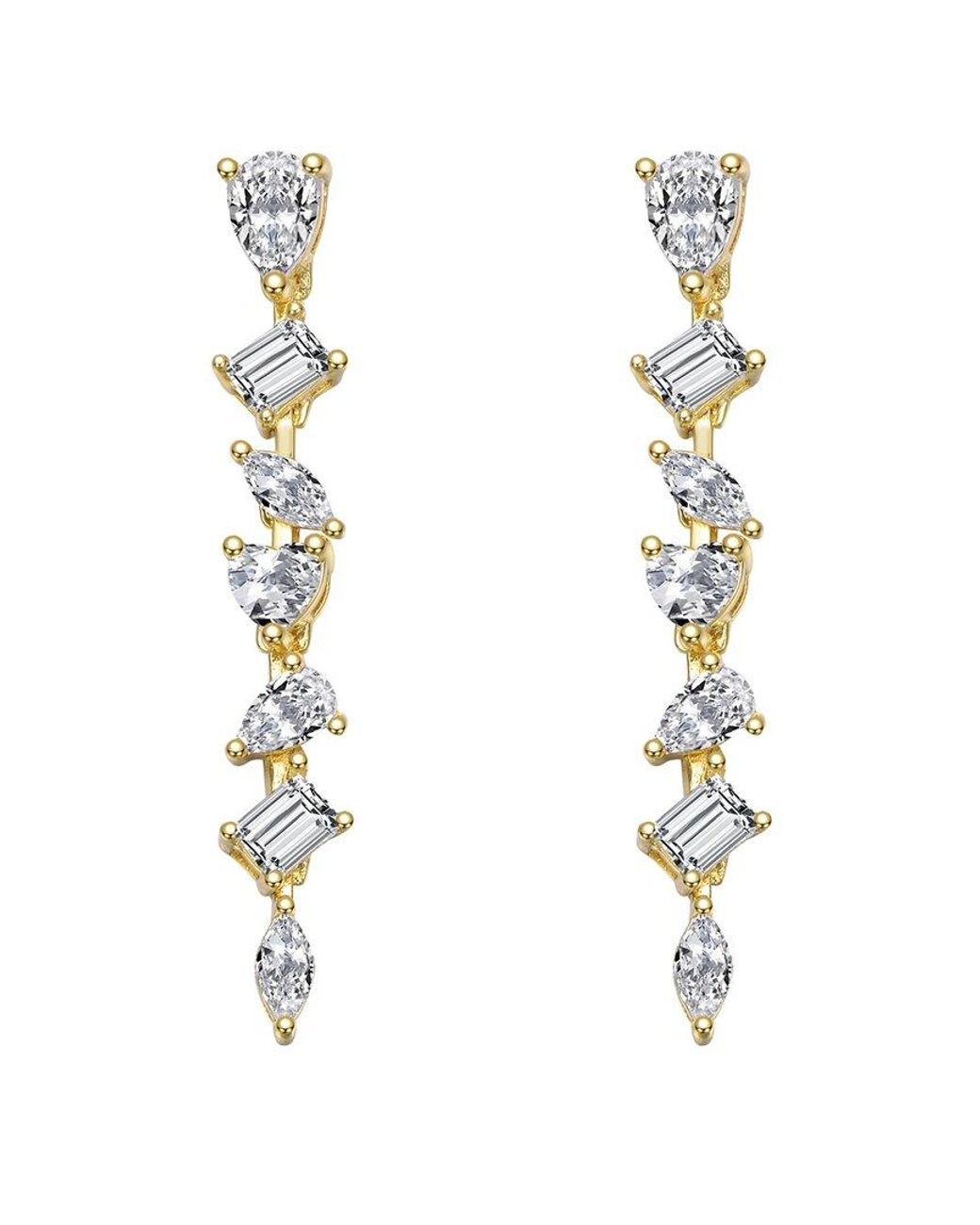 Genevive Jewelry White 14K Diamond Cz Dangle Earrings