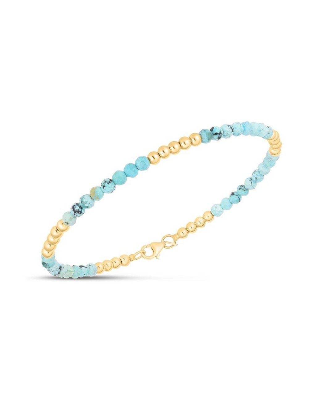 Italian Gold Blue 14K 4.25 Ct. Tw. Beaded Bracelet