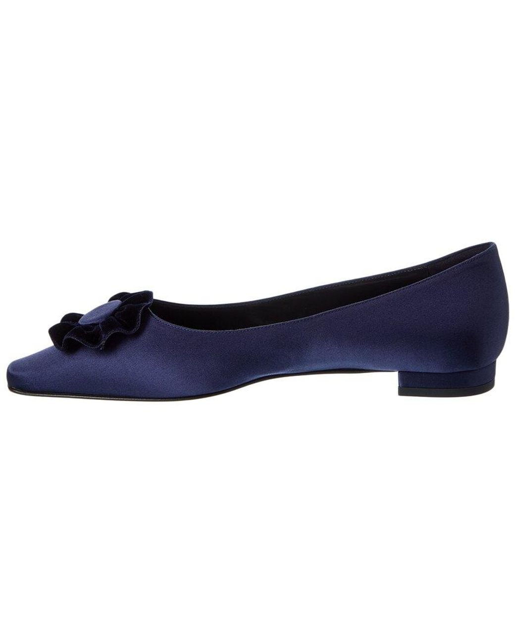 Manolo Blahnik Blue Fortan Satin Flat