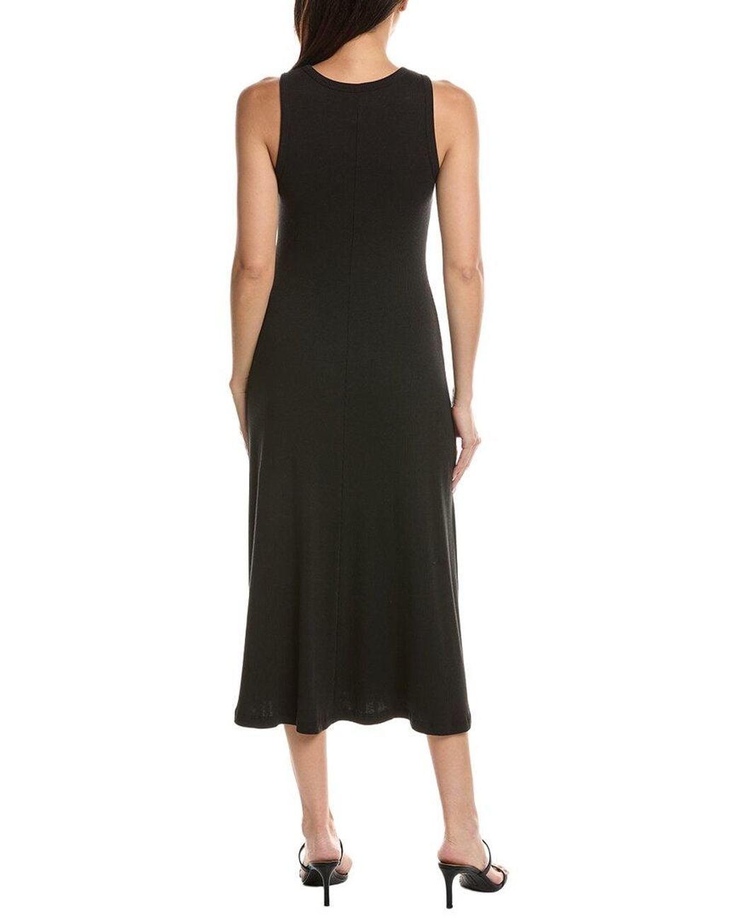 Theory Black Racer Linen-Blend Midi Dress