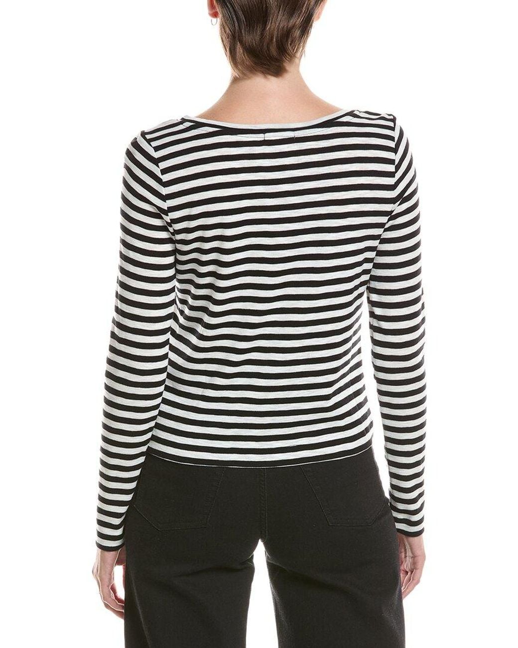 NIC+ZOE Gray Stripe Cape Rib Modern Boat T-Shirt