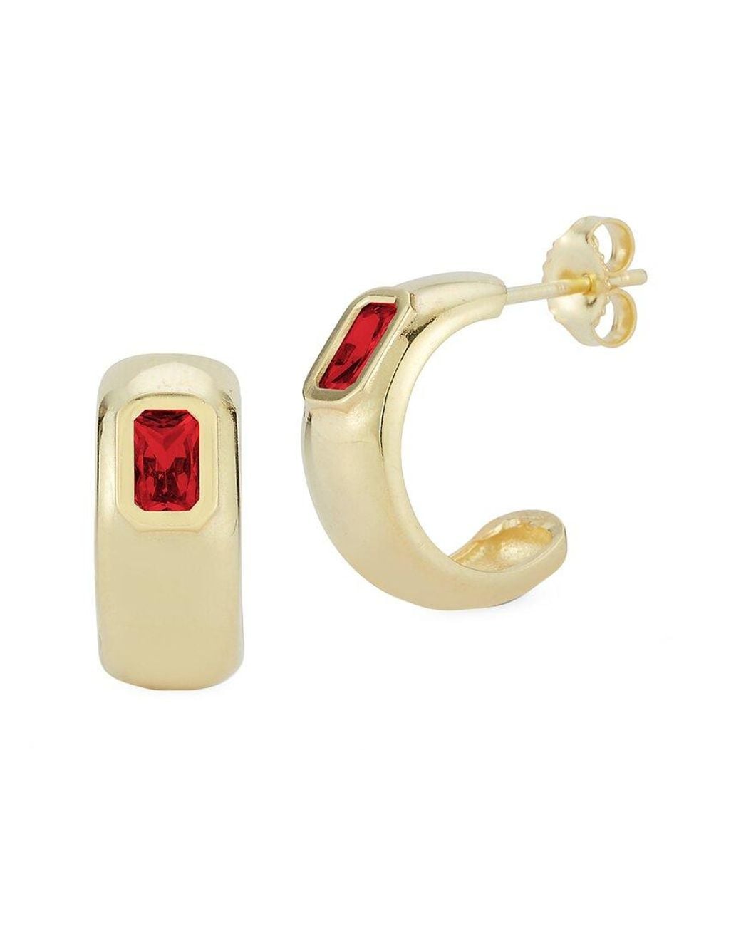 Sphera Milano White 14k Over Silver Cz Hoops