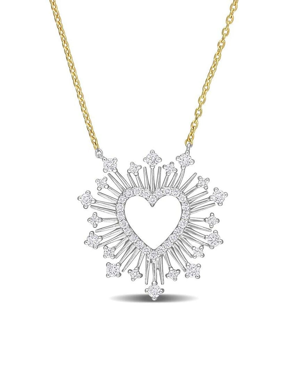 Diamond Select Cuts Natural 14K Two-Tone 0.51 Ct. Tw. Diamond Halo Heart Necklace