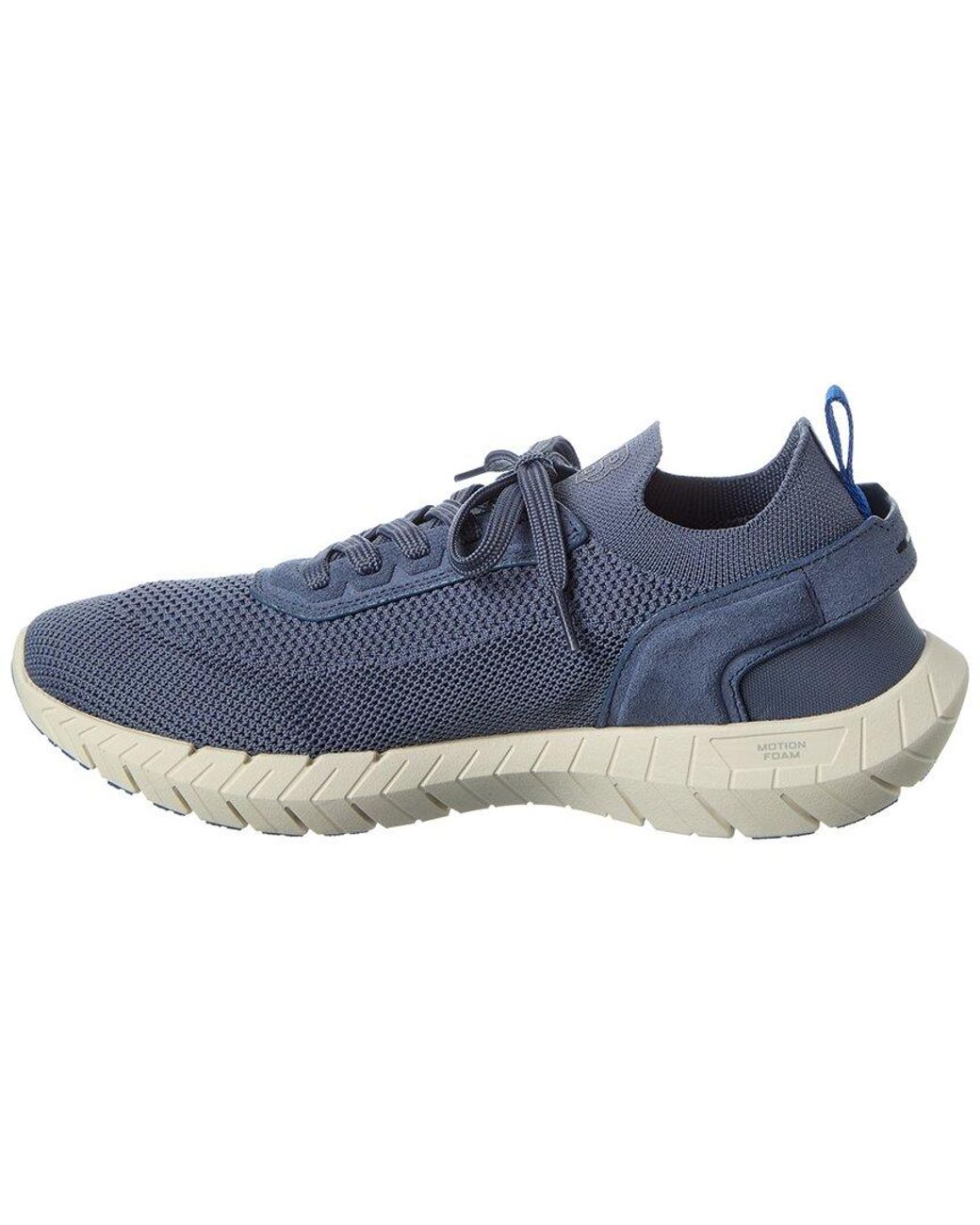 Boss Blue Motion Knit & Suede Sneaker for men
