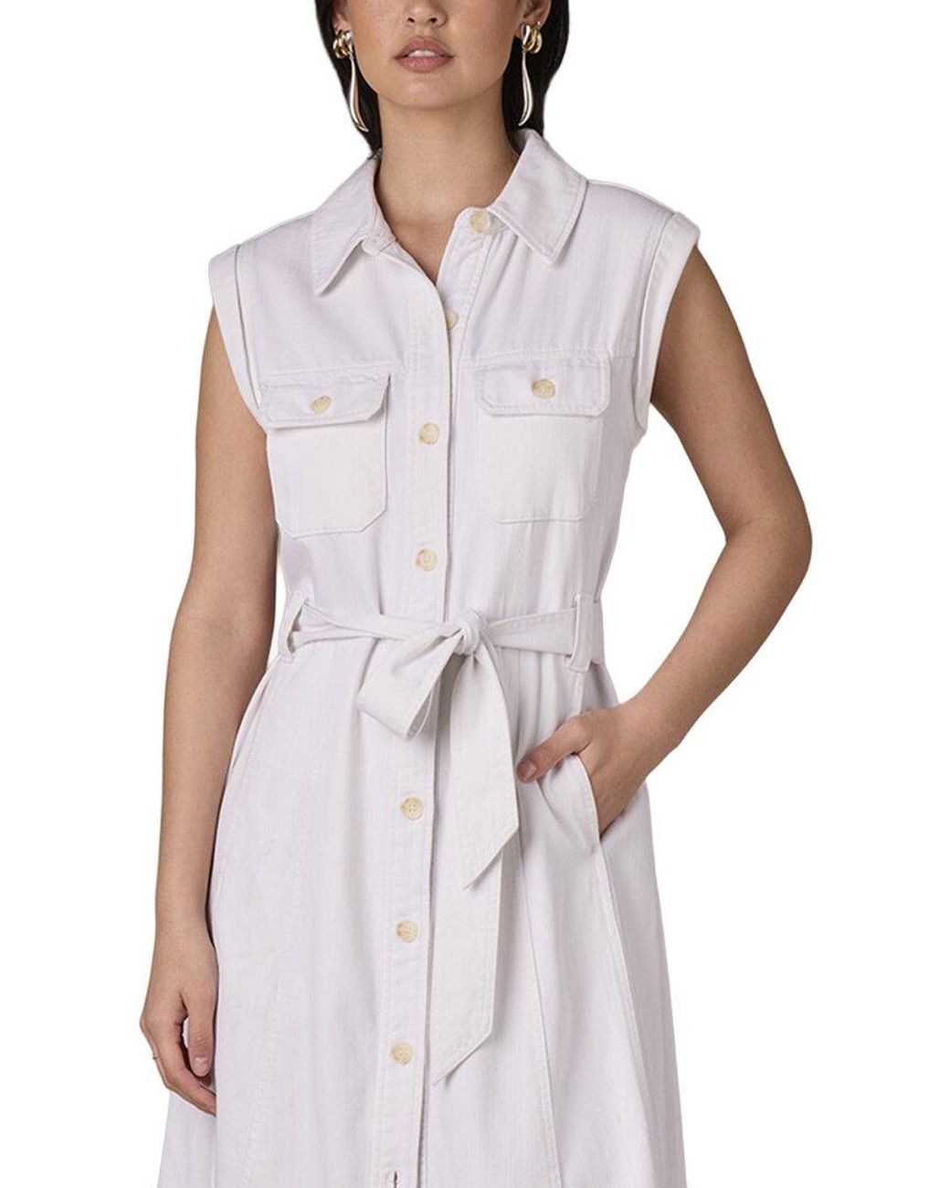 Wit & Wisdom White Petite Sleeveless Button Down Midi Dress