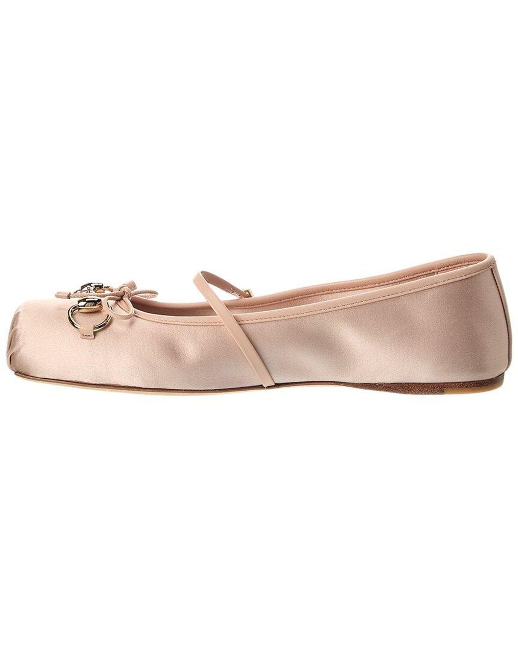 Gucci Pink Horsebit Satin Ballet Flat