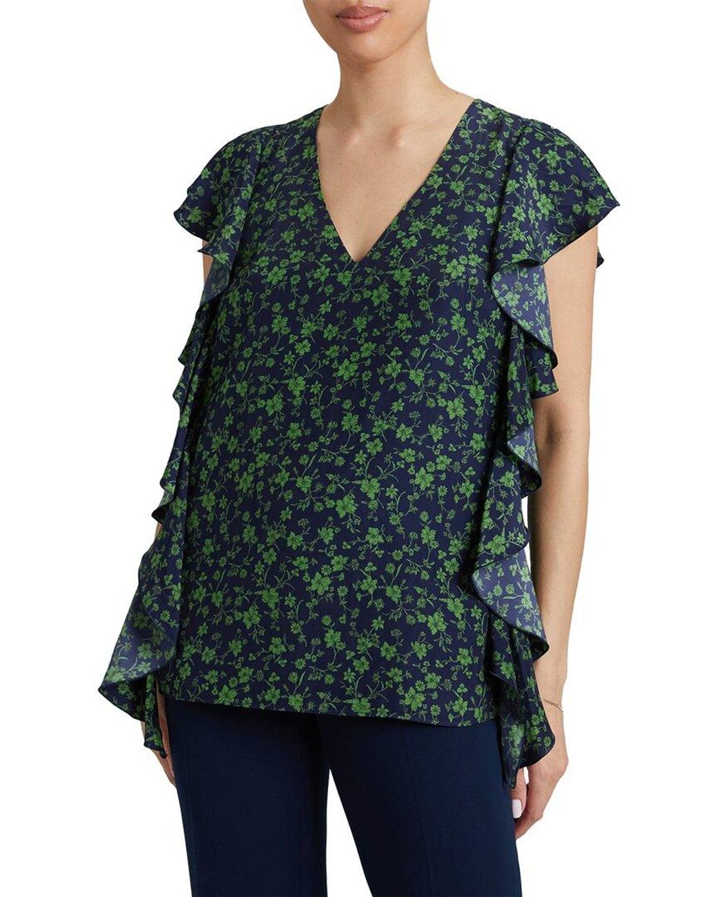 Santorelli Green Camryn Ruffle Blouse