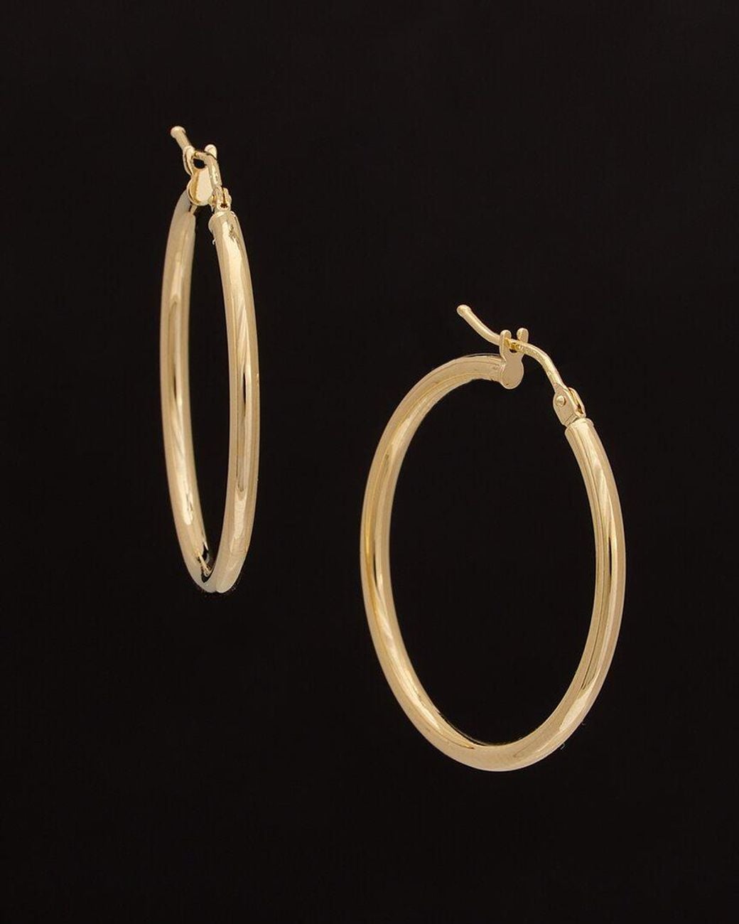 Italian Gold Black 14K Polished Hoops