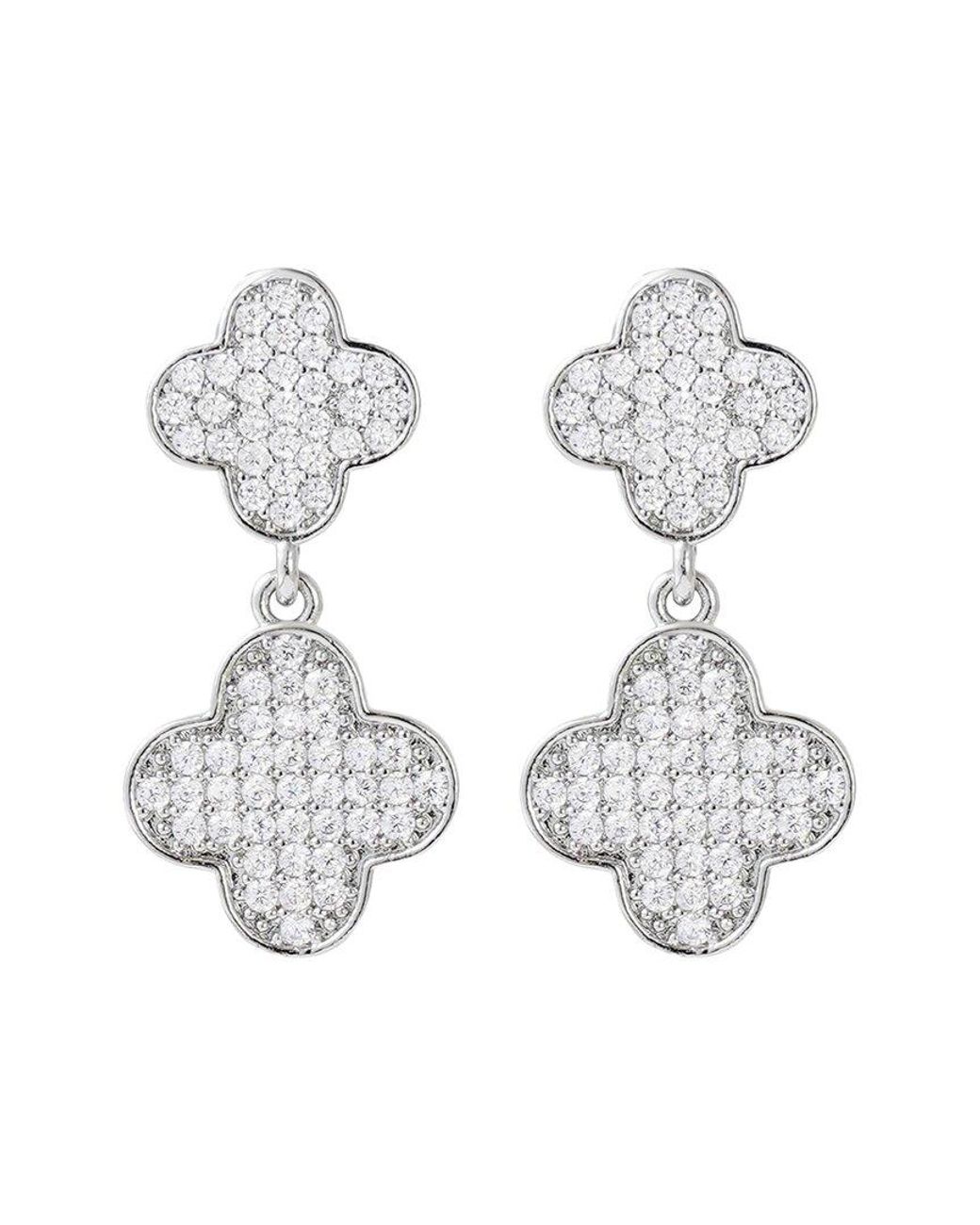 Adornia White Plated Cz Clover Drop Earrings