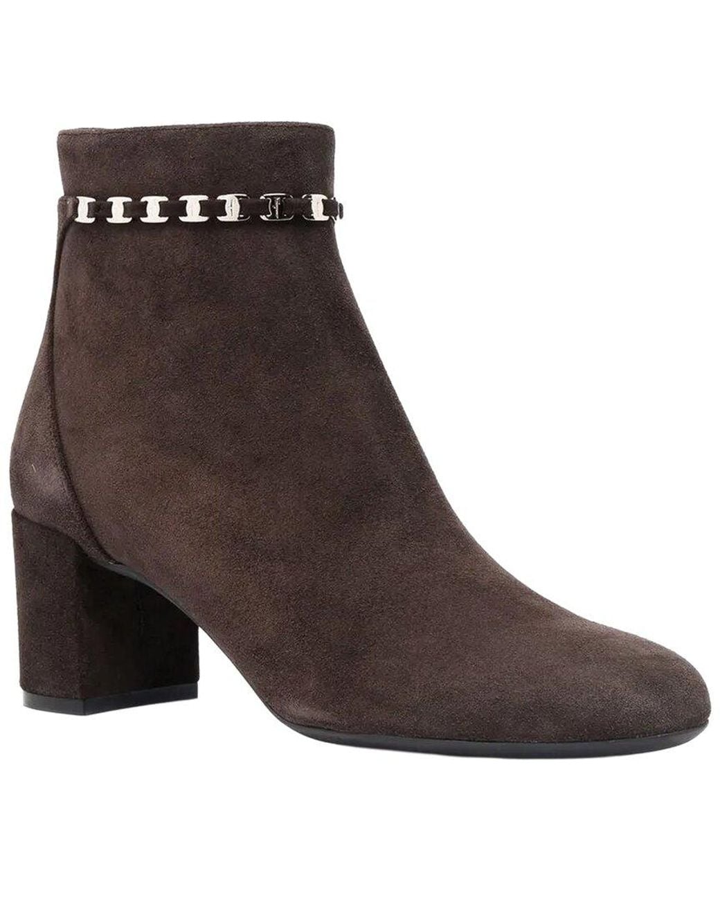 Ferragamo Brown 75Mm Ghila Leather Bootie