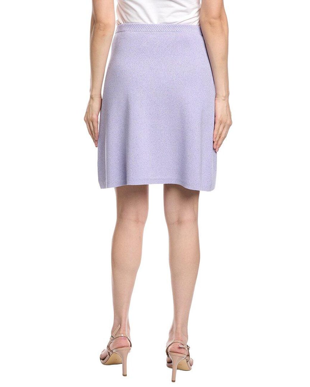 St. John Purple Faux Wrap A-Line Skirt