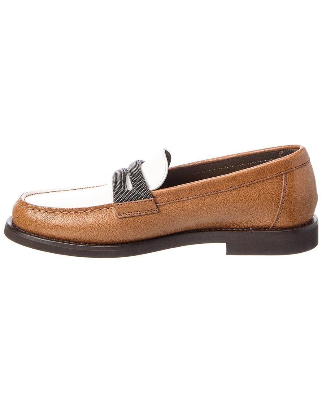Brunello Cucinelli White Leather Loafer