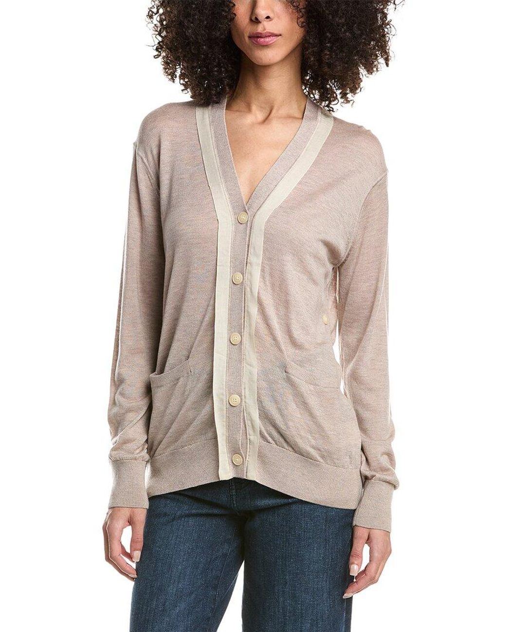 3.1 Phillip Lim Natural Faux Layered Wool & Silk-Blend Cardigan