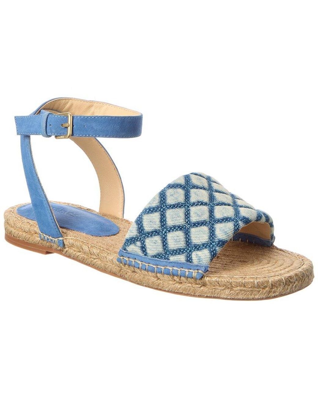 L'Agence Blue Grece Ankle Strap Denim & Suede Sandal