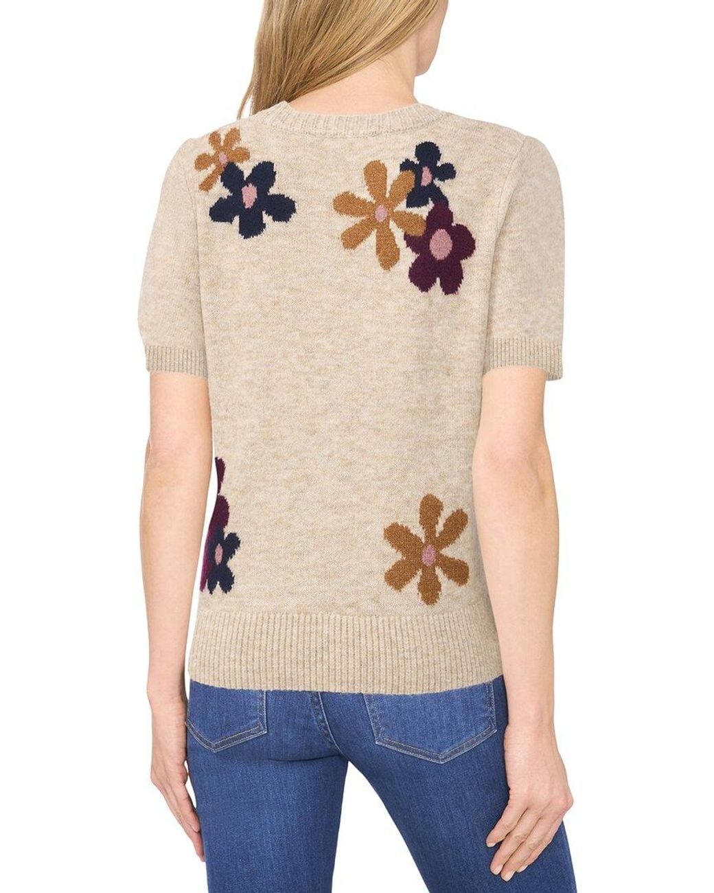 Cece Blue Groovy Flower Pullover