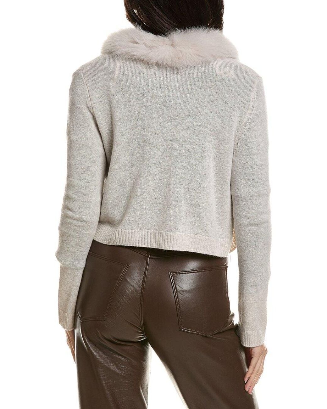 Hannah Rose Merino Wool Shrunken Cardigan in Brown | Lyst