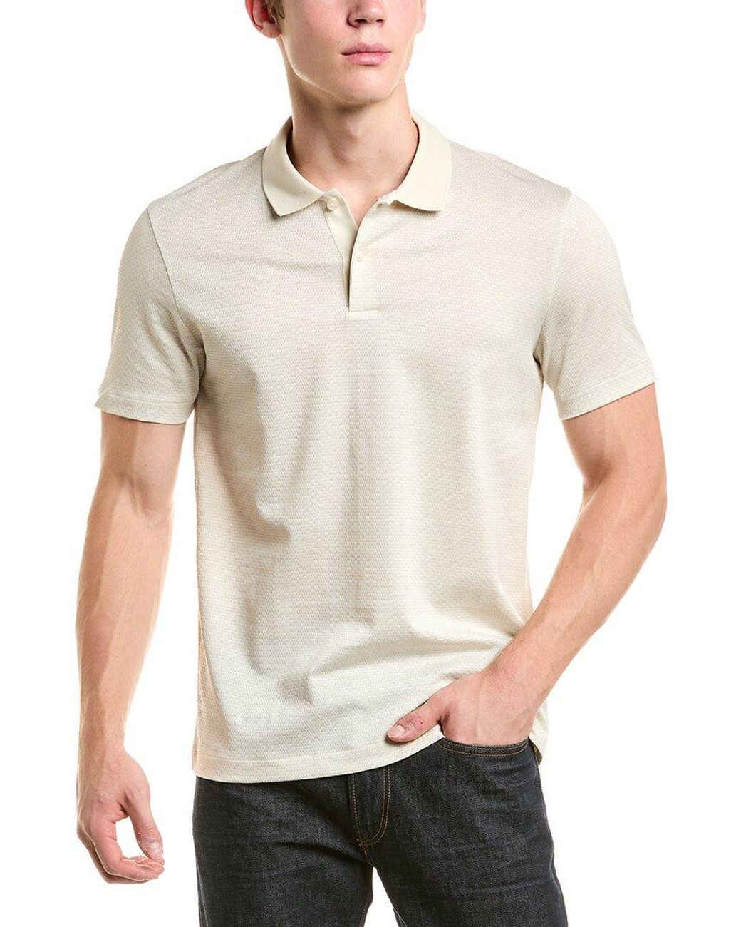 Boss White C Parlay Textured Polo Shirt for men