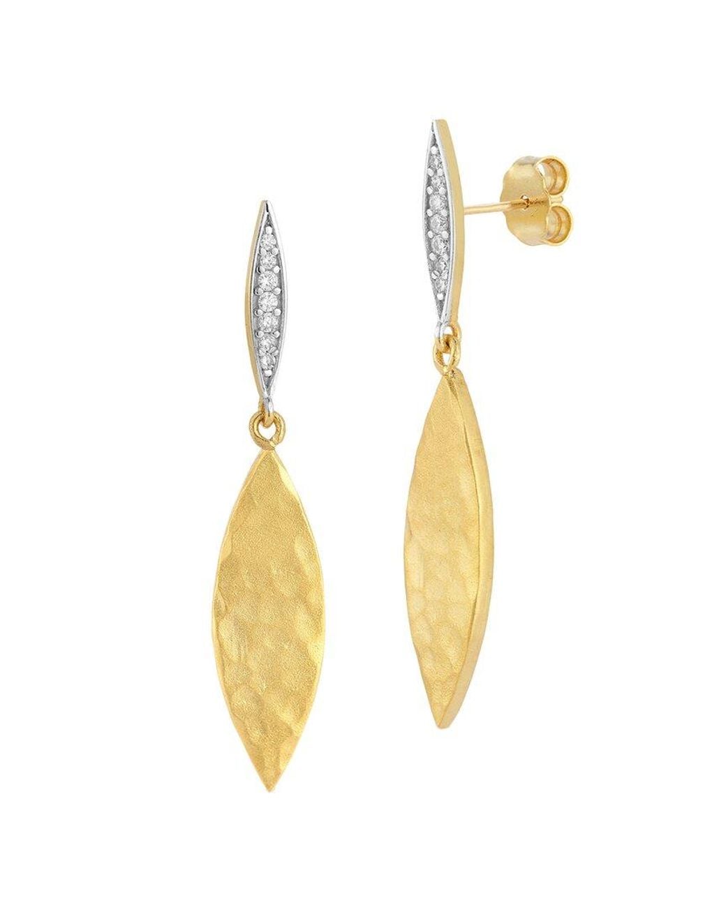 Reiss Metallic 14k 0.10 Ct. Tw. Diamond Leaf Dangle Earrings