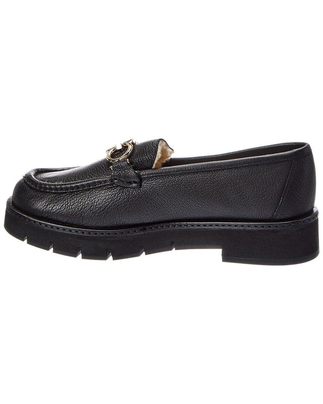 Ferragamo Black Rolo Lug Leather Loafer