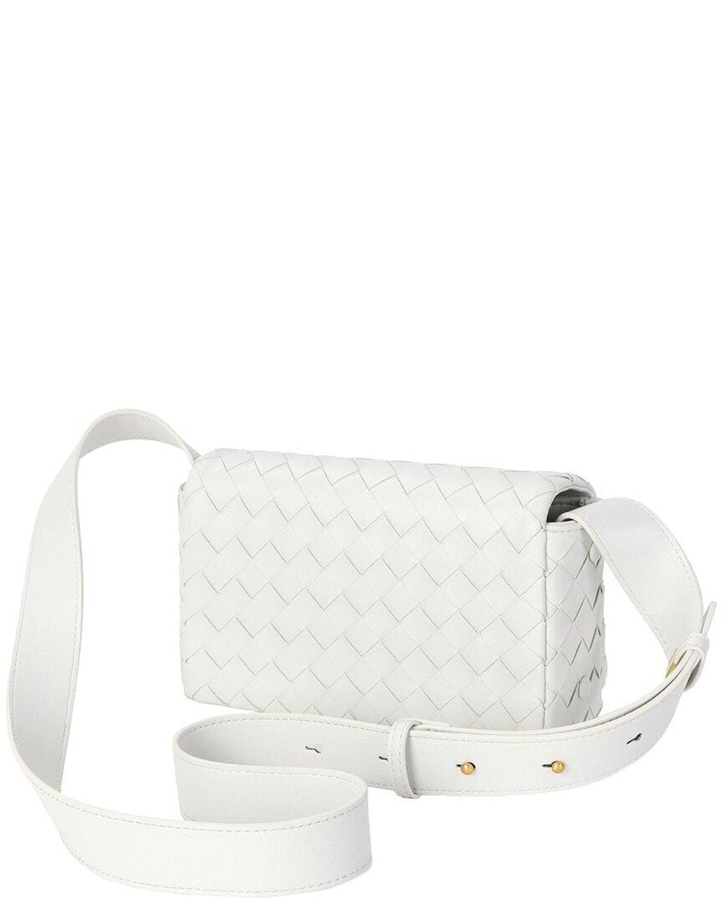 Tiffany & Fred Paris White Woven Leather Flap Crossbody