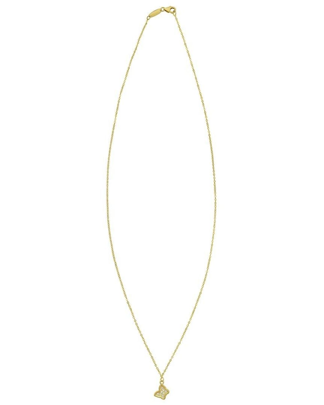 Italian Gold Metallic 14K 0.04 Ct. Tw. Diamond Butterfly Necklace