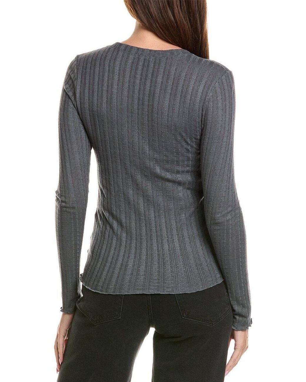 Splendid Gray Pointelle Top