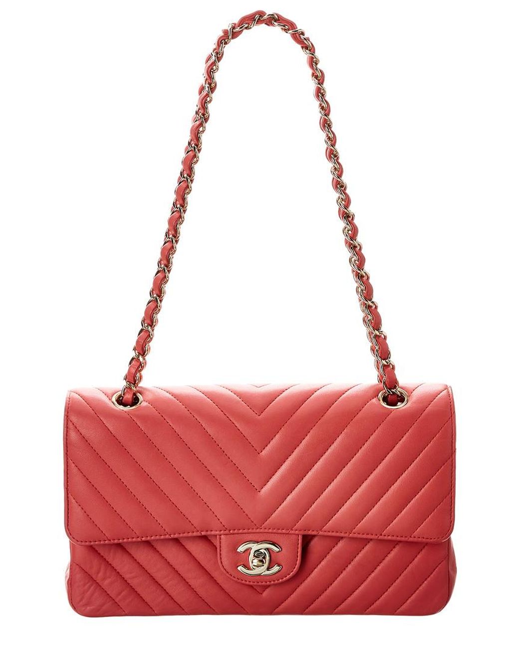 Chanel Chevron Classic Flap Bag Medium Lambskin Leather –, 40% OFF