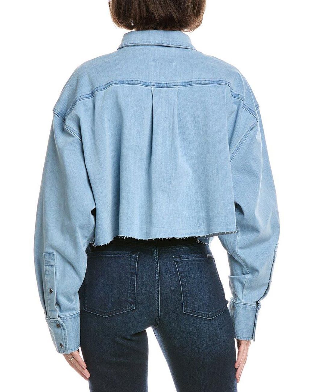 7 For All Mankind Blue Cropped Shirt