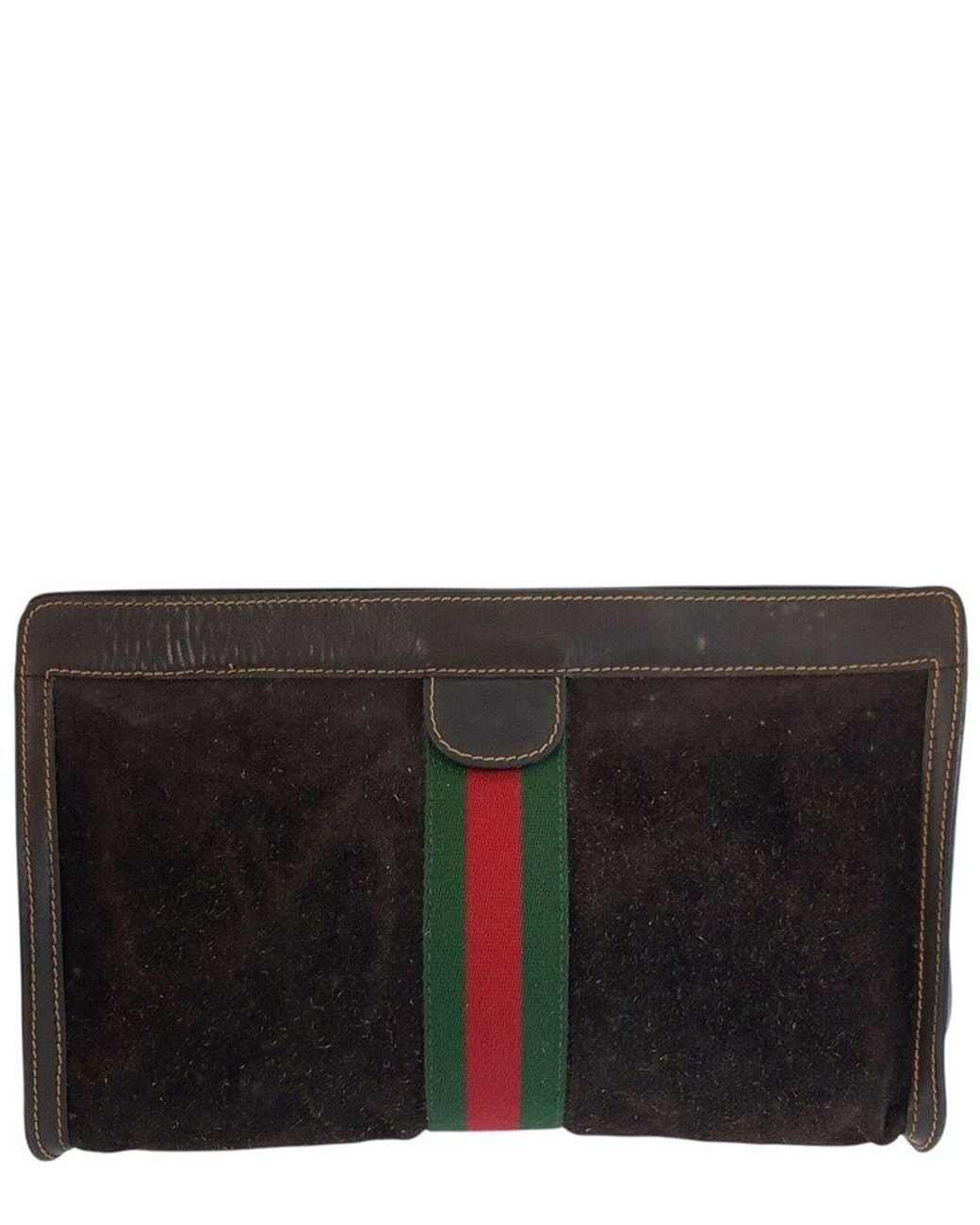 Gucci Black Brown Suede Clutch (authentic Pre-loved)