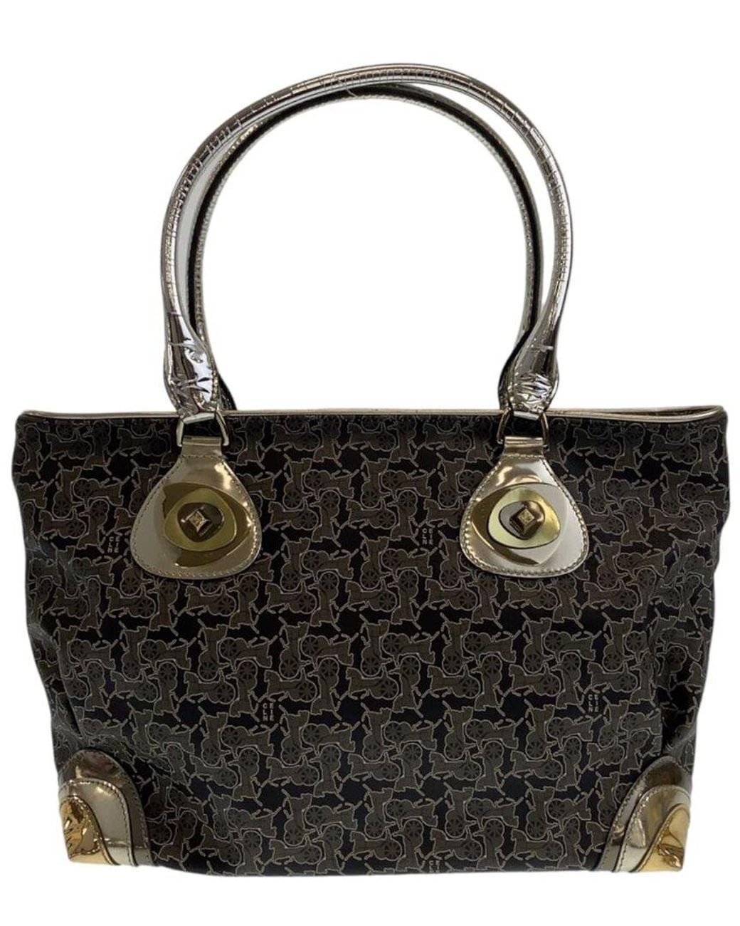 Céline Black Coated/Waterproof Canvas Salky Carriage Tote Shoulder Bag (Authentic Pre-Loved)