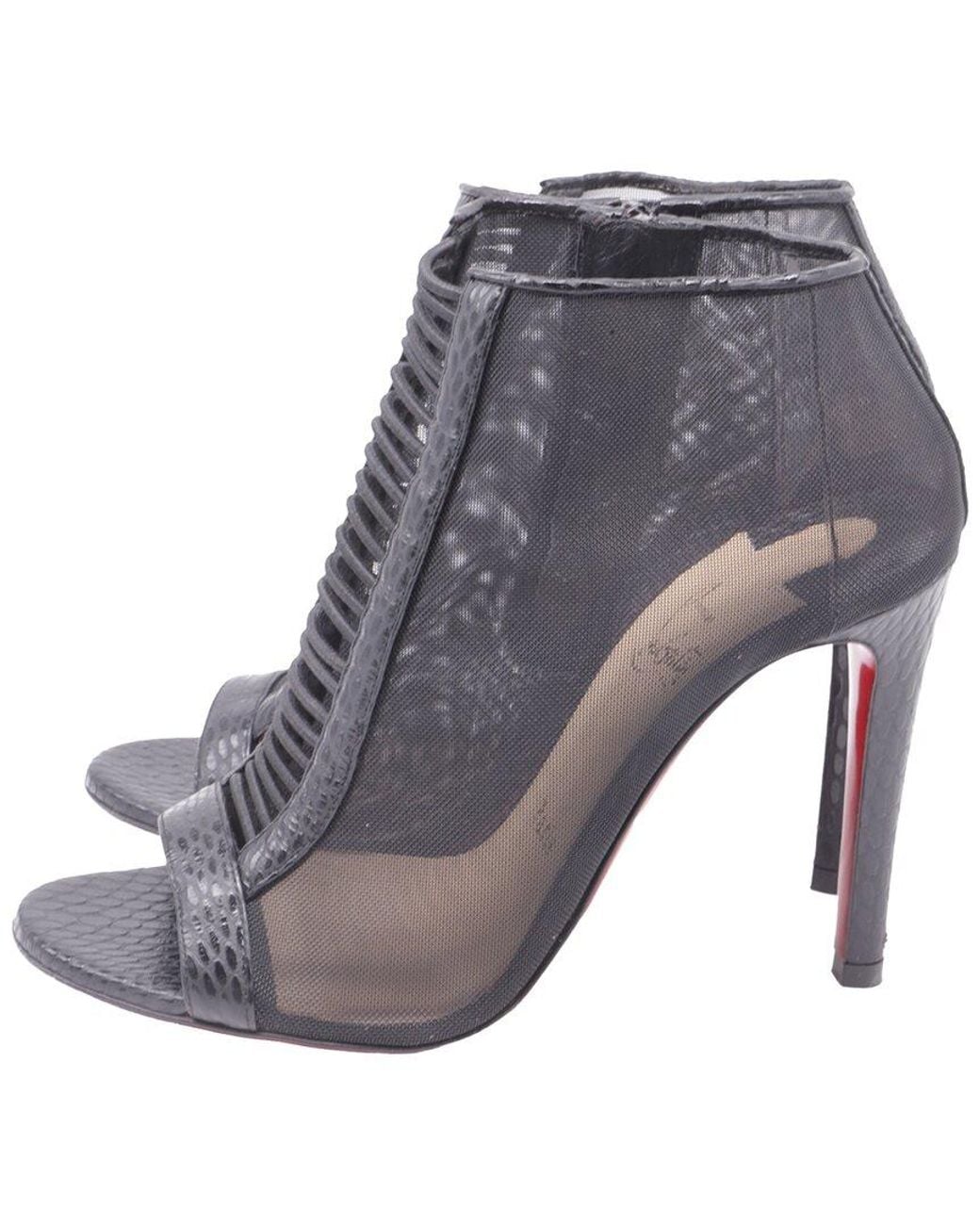 Christian Louboutin Black Open-Tie Ankle Boot (Authentic Pre-Loved)