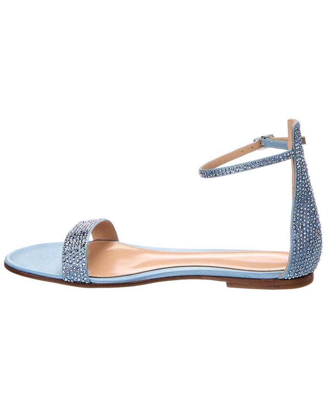 Gianvito Rossi Metallic Rhinestone Satin Sandal