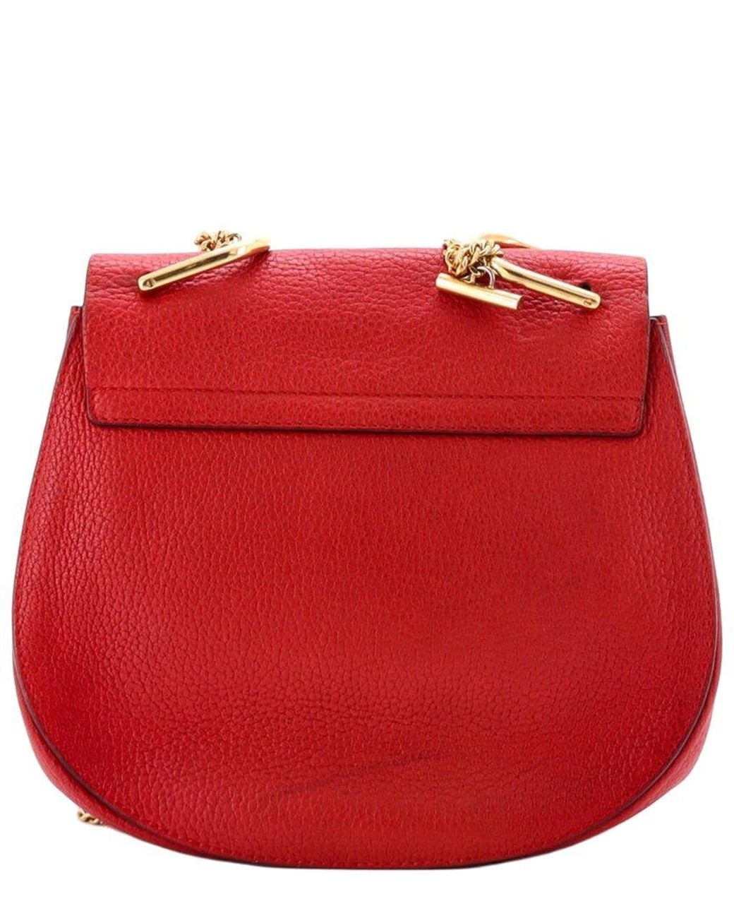 Chloé Red Leather Drew Crossbody Small (Authentic Pre-Loved)