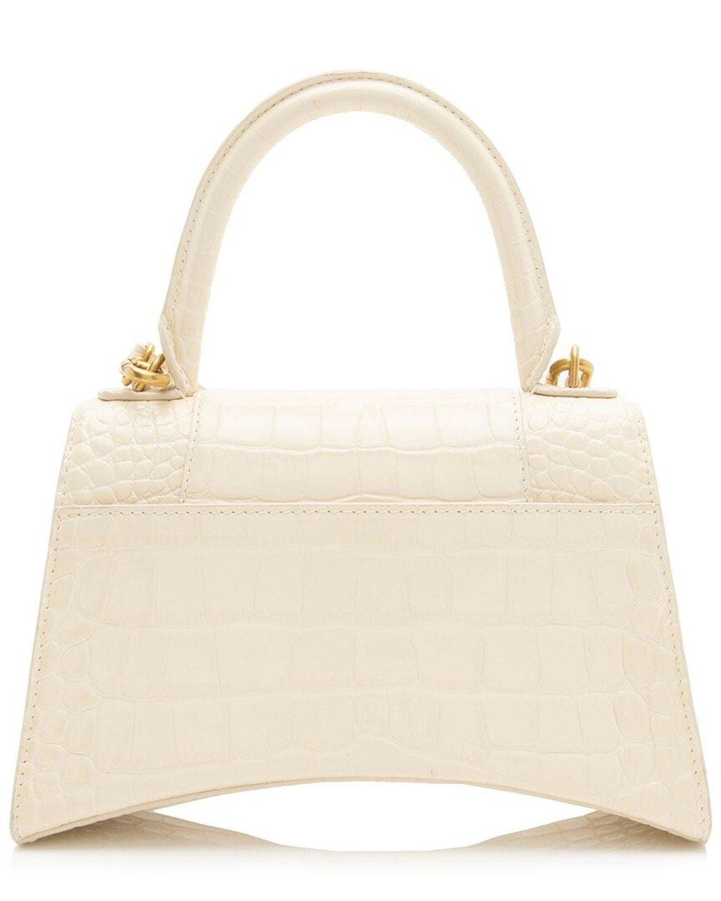 Balenciaga Natural Shiny Croc-Embossed Calfskin Hourglass Small Top Handle (Authentic Pre-Loved)