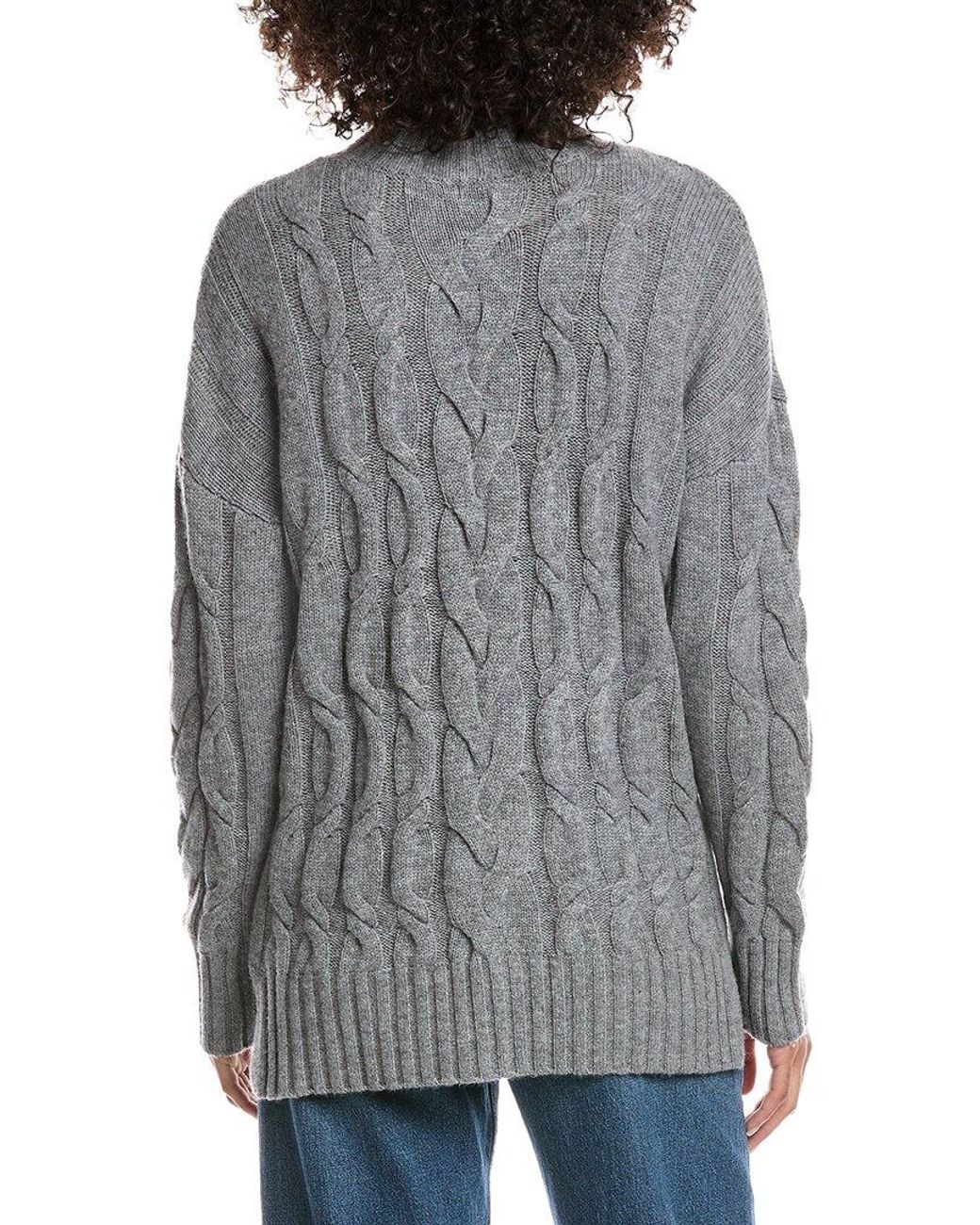 Forte Gray Luxe Wool & Cashmere-Blend Cable Sweater