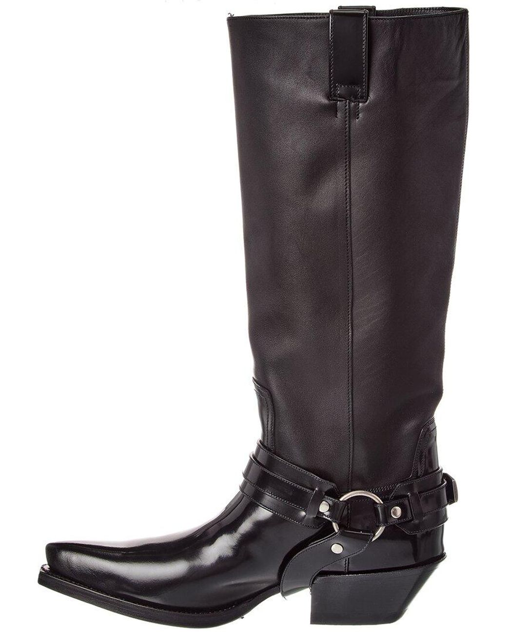 Versace Black Taxano Leather Knee High Boot
