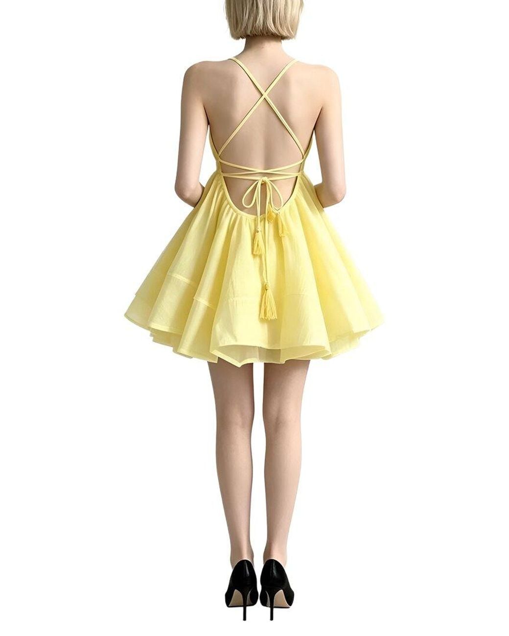 Linda Charm Yellow Sleeveless Mini Dress