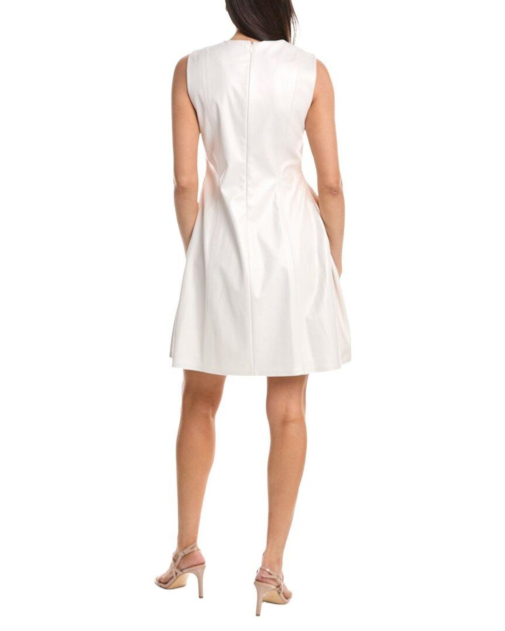 Anne Klein White Seamed Fit & Flare Pearlized Mini Dress