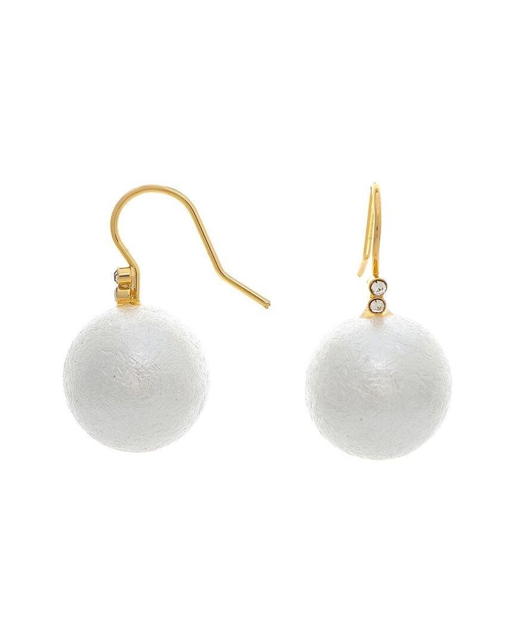 Rivka Friedman White 18K Plated 16Mm Pearl Cz Earrings