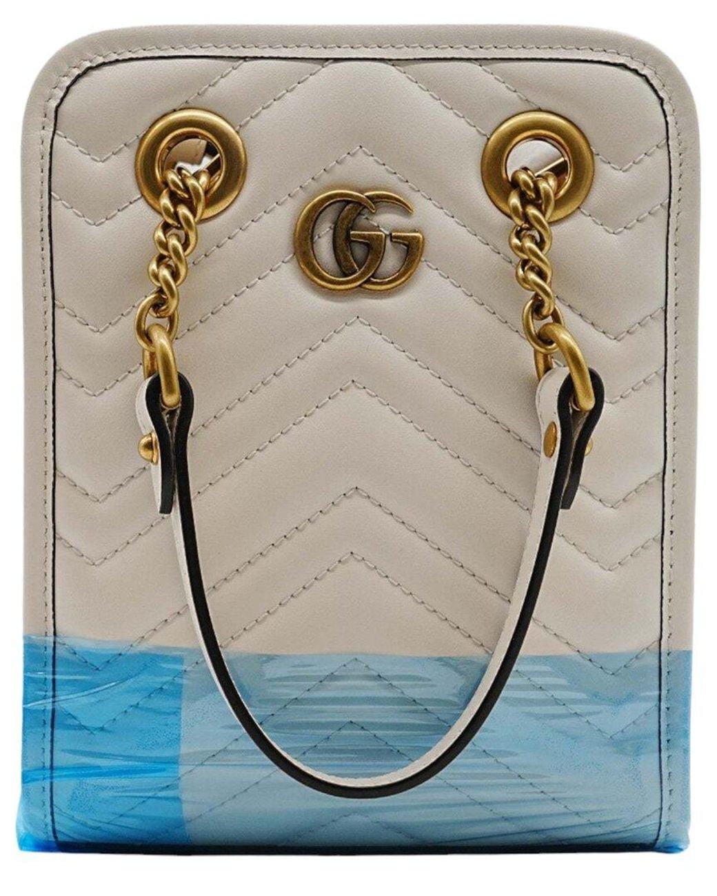 Gucci Blue Leather Marmont Quilted Mini Bag